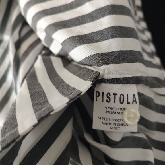 Pistola Layla Cinched Waist Dress Alani Striped XS oversized Rekaxed Gray Cotto - Picture 9 of 10